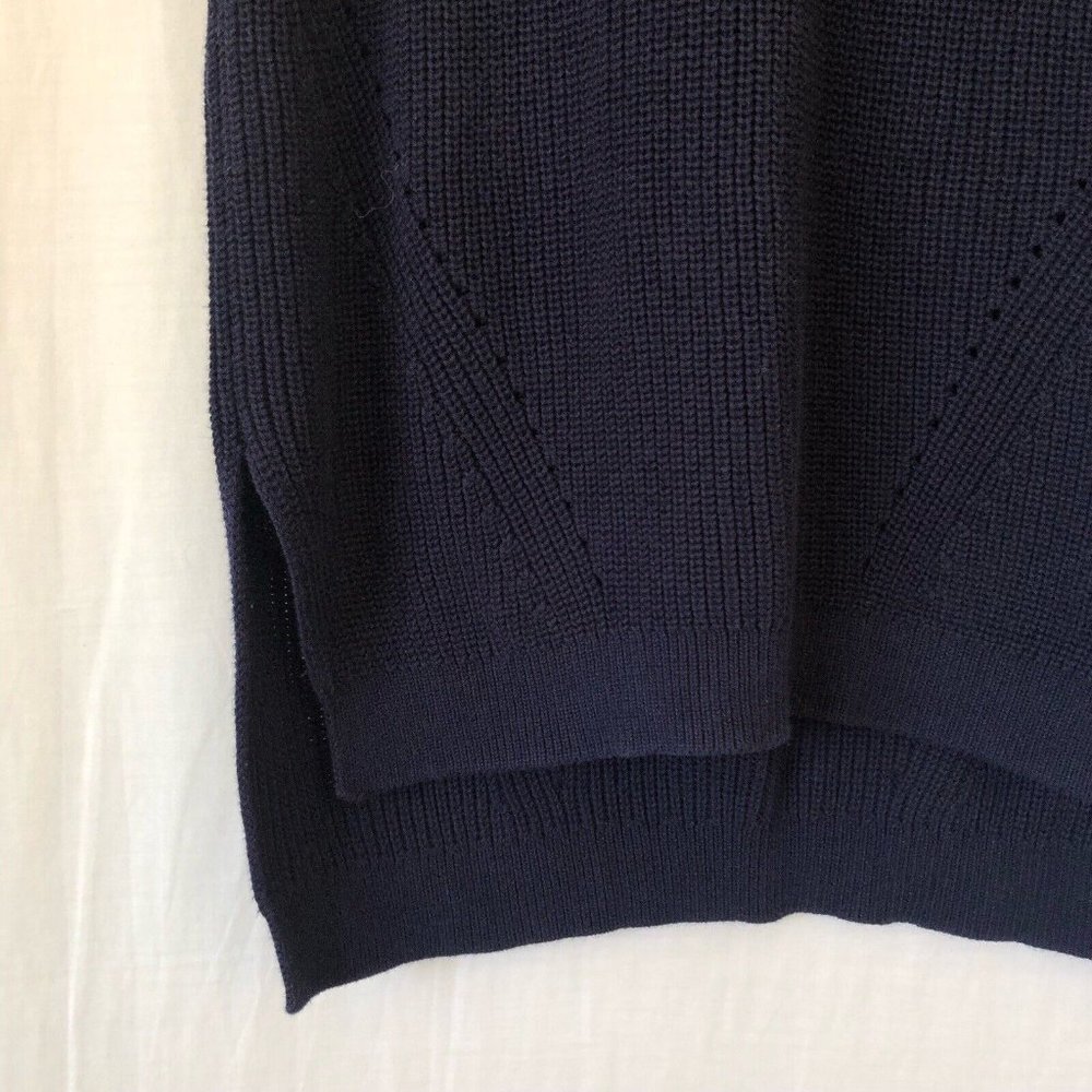 UNIQLO Size 12/14 M/L Navy Cotton Knitted Sleeveless Vest Winter Basic Neutral - Picture 5 of 9
